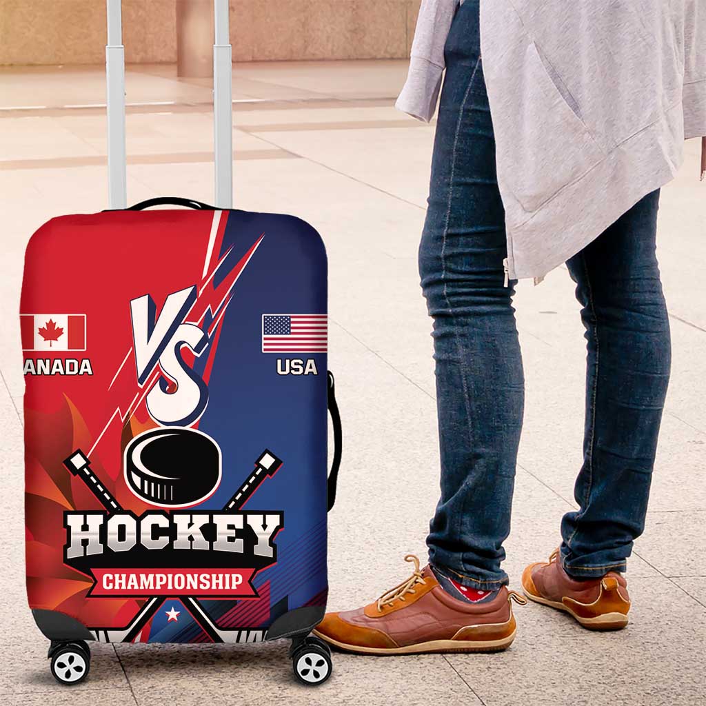 USA vs Canada Ice Hockey Face Off Luggage Cover Hockey Championship