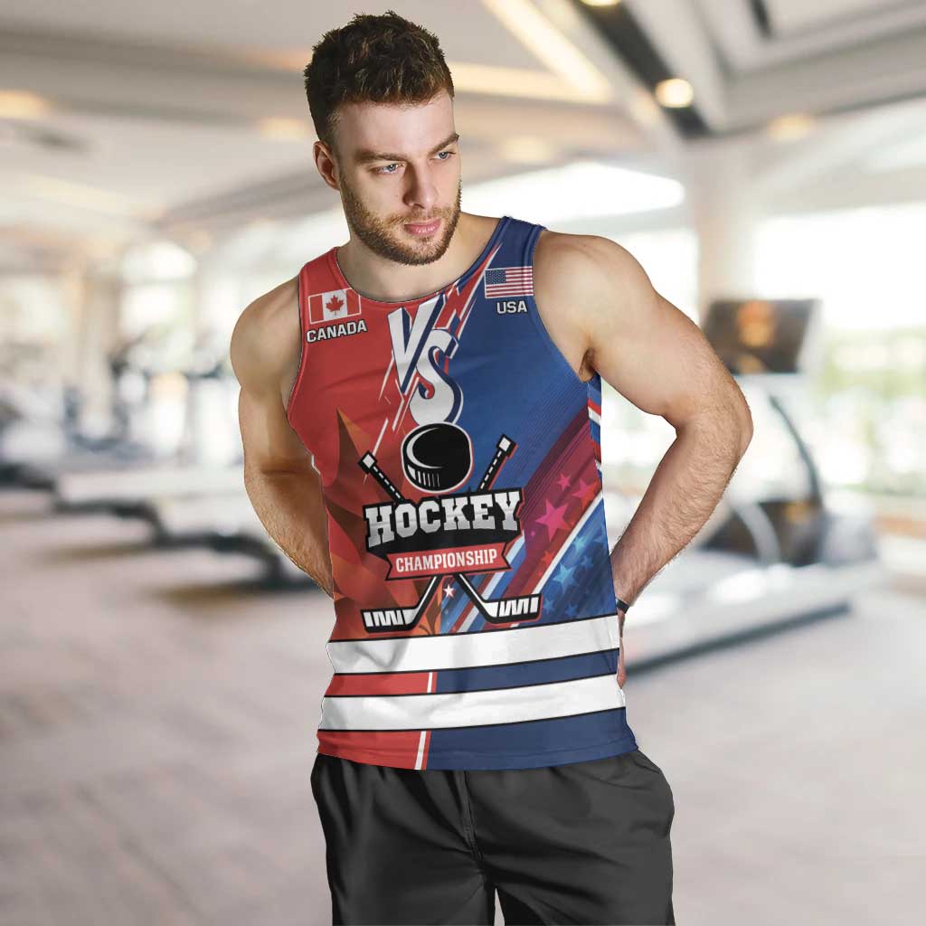 Custom USA vs Canada Ice Hockey Face Off Men Tank Top Hockey Championship