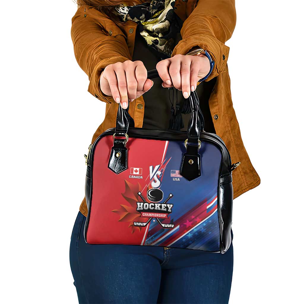 USA vs Canada Ice Hockey Face Off Shoulder Handbag Hockey Championship