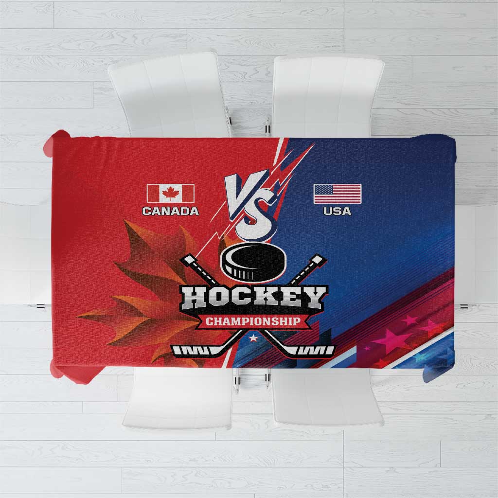 USA vs Canada Ice Hockey Face Off Tablecloth Hockey Championship