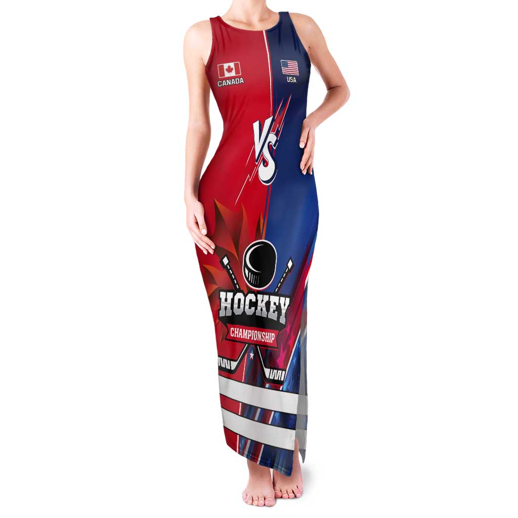 Custom USA vs Canada Ice Hockey Face Off Tank Maxi Dress Hockey Championship