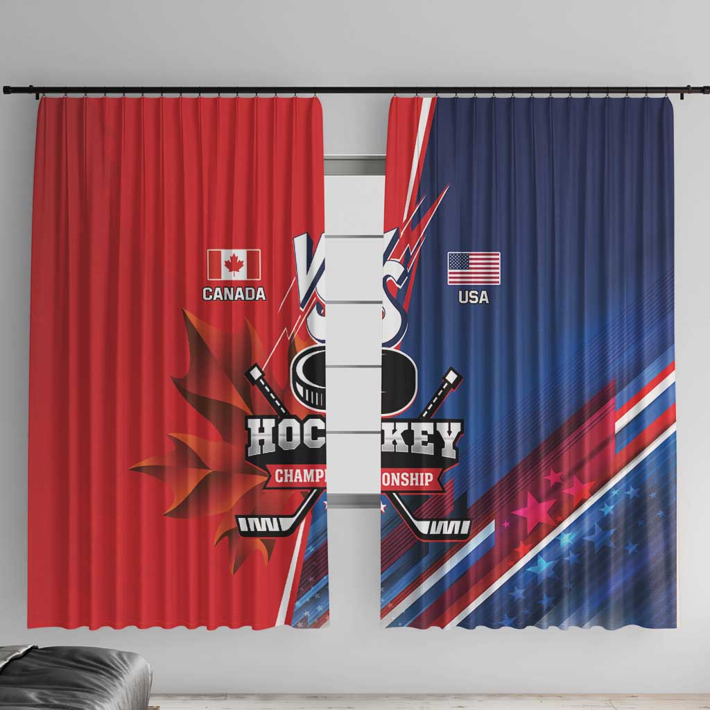 USA vs Canada Ice Hockey Face Off Window Curtain Hockey Championship