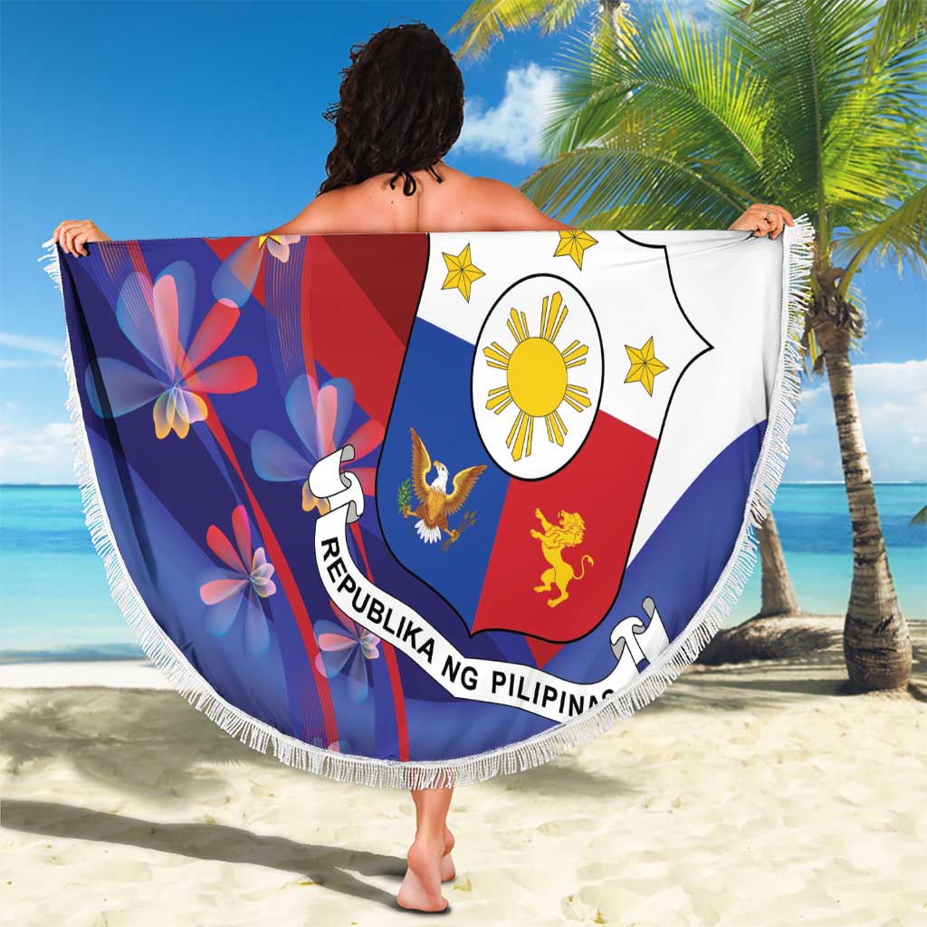 Philippines Sun Plumeria Floral Beach Blanket Unique Stylized