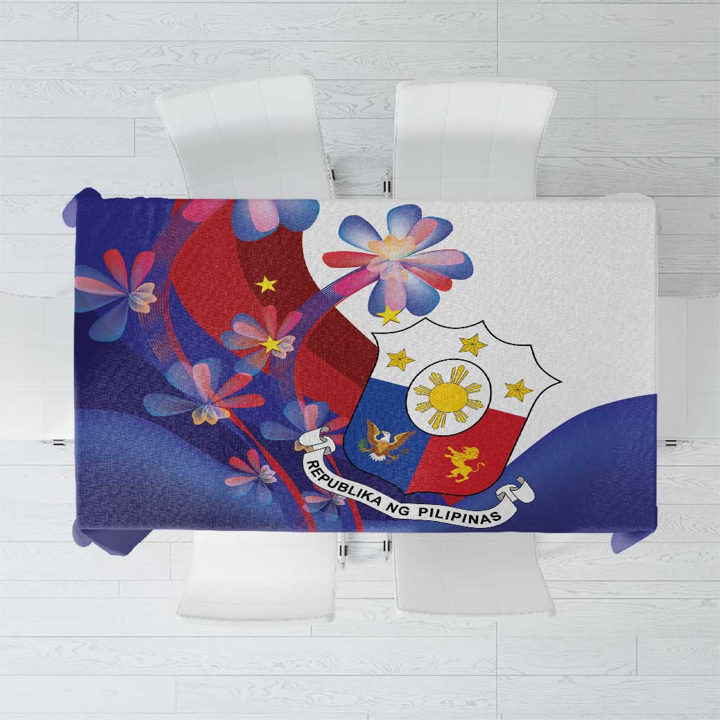 Philippines Sun Plumeria Floral Tablecloth Unique Stylized