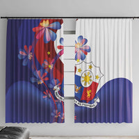 Philippines Sun Plumeria Floral Window Curtain Unique Stylized