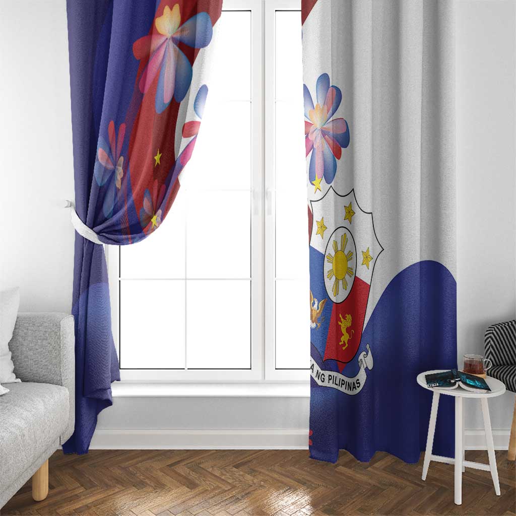 Philippines Sun Plumeria Floral Window Curtain Unique Stylized
