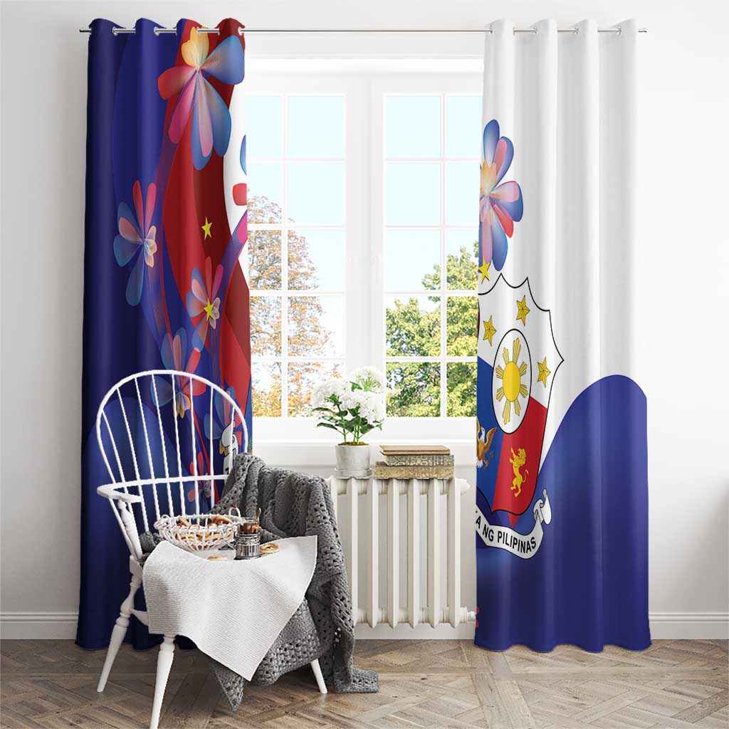 Philippines Sun Plumeria Floral Window Curtain Unique Stylized