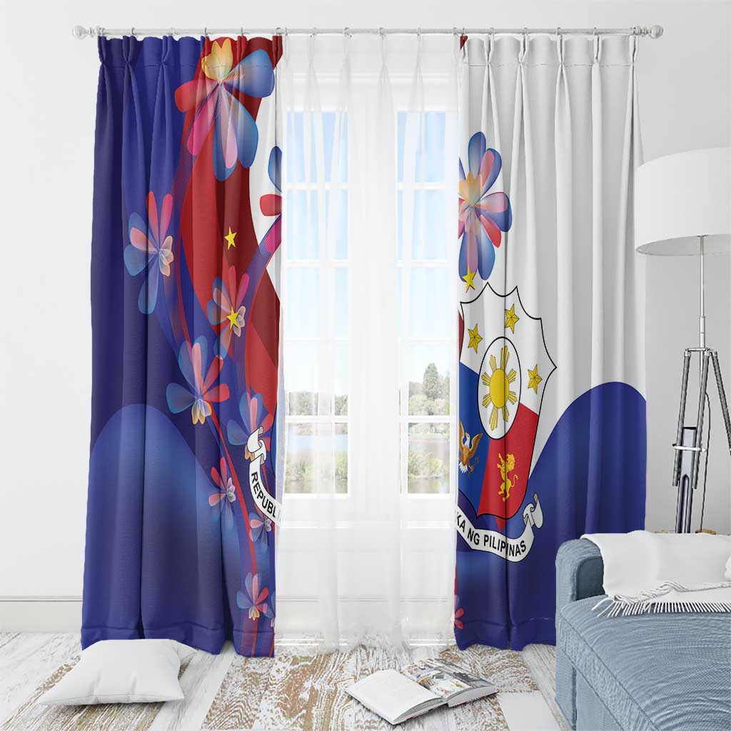 Philippines Sun Plumeria Floral Window Curtain Unique Stylized