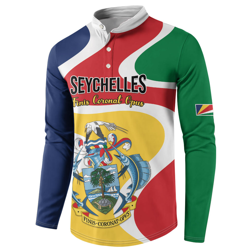 Personalized Seychelles Button Sweatshirt Finis Coronat Opus