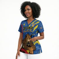 Personalized DR Congo Independence Day Scrub Top Congo-Kinshasa Leopard