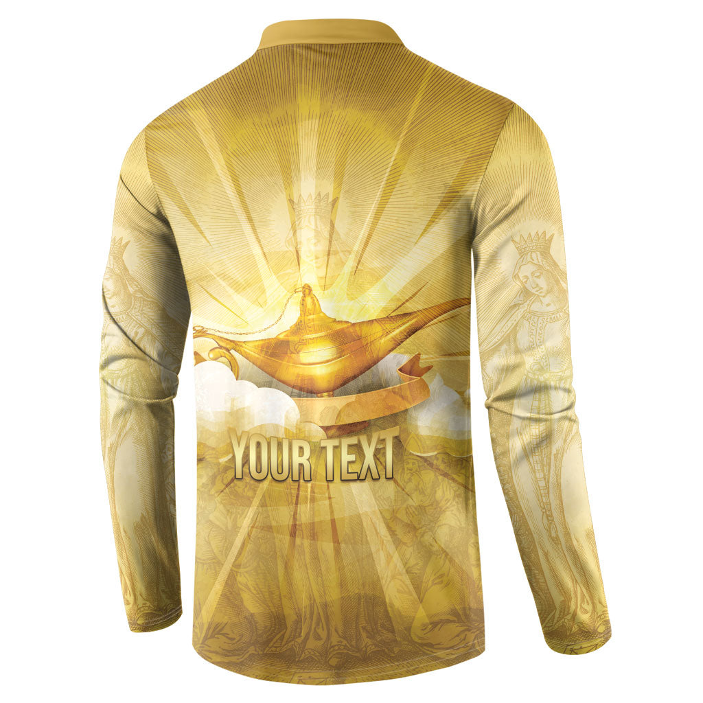 Personalised British Virgin Islands Button Sweatshirt Vintage Gold Oil Lamp