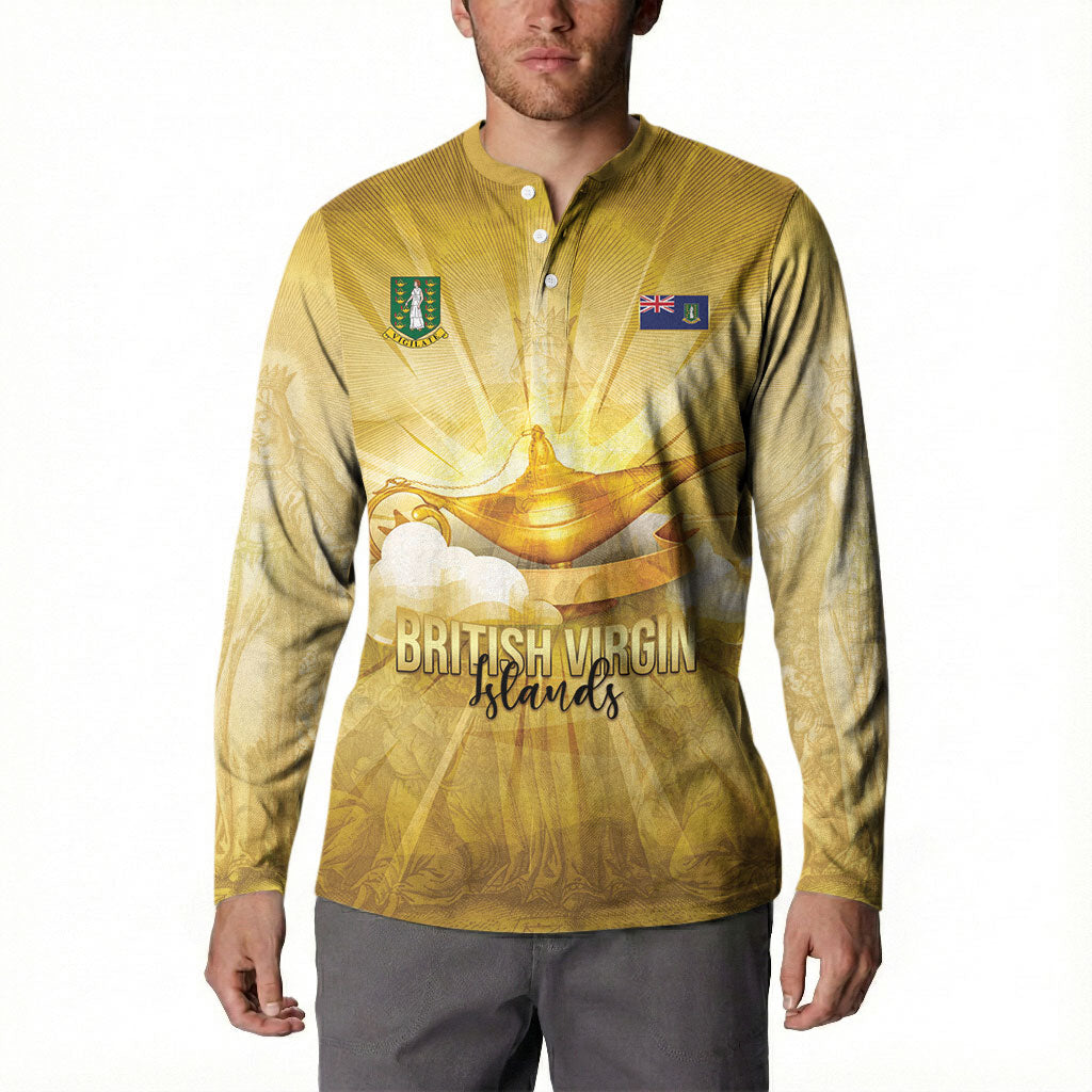 Personalised British Virgin Islands Button Sweatshirt Vintage Gold Oil Lamp