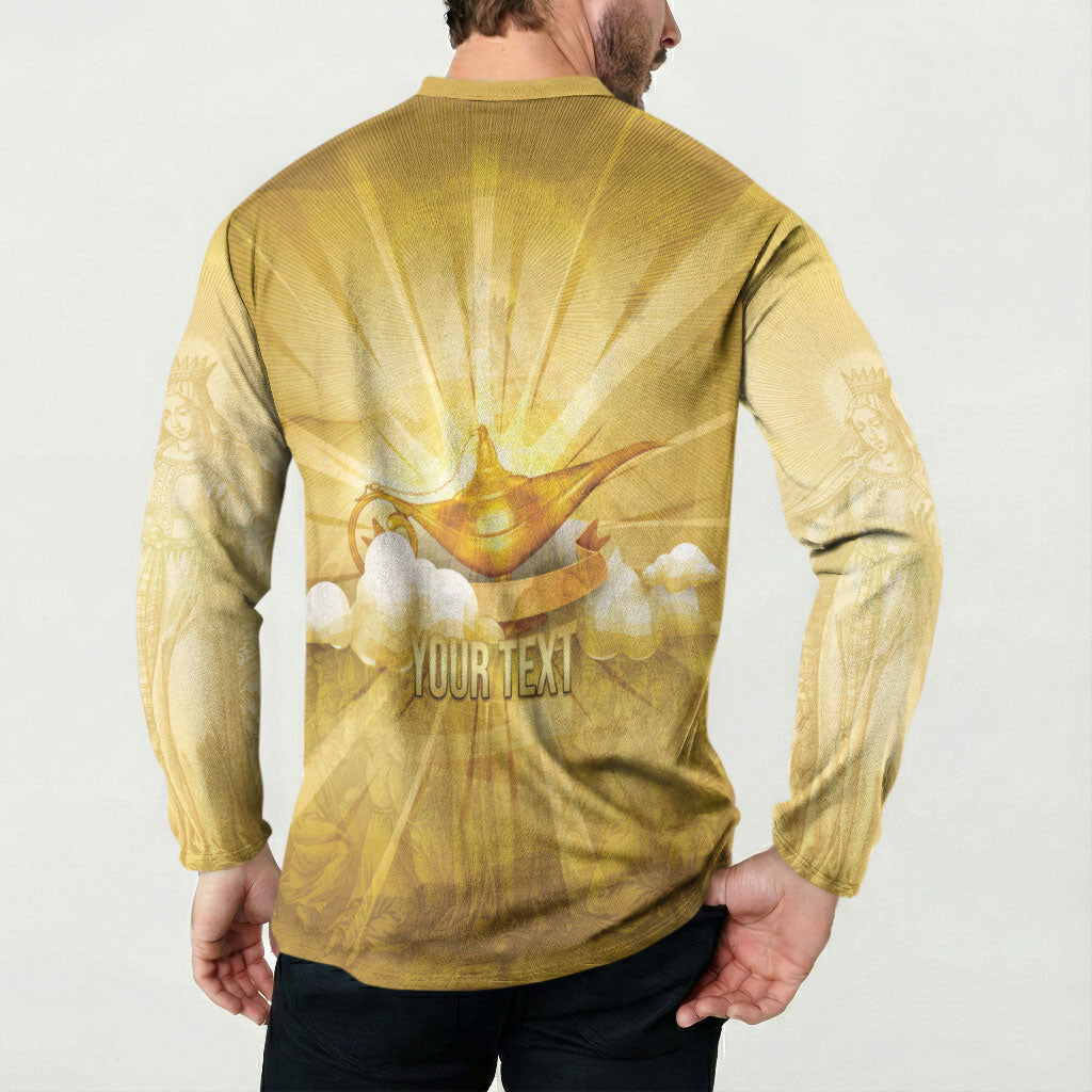 Personalised British Virgin Islands Button Sweatshirt Vintage Gold Oil Lamp
