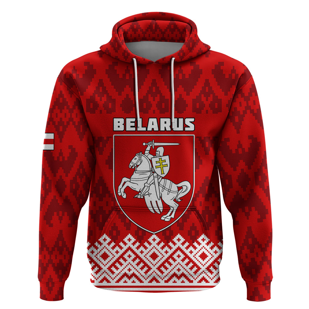 Belarus 1991 Hoodie Belarusian Coat Of Arms Mix Folk Pattern - Wonder Print Shop