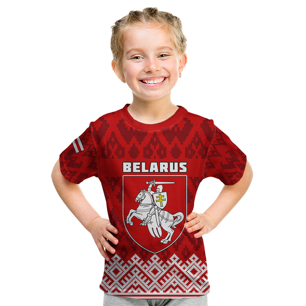 Belarus 1991 Kid T Shirt Belarusian Coat Of Arms Mix Folk Pattern - Wonder Print Shop