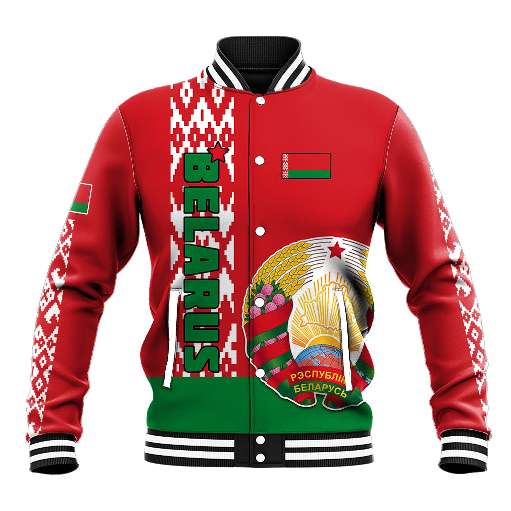 Belarus Baseball Jacket Belarusian Coat Of Arms Flag Style - Wonder Print Shop