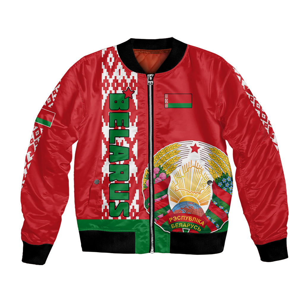 Belarus Bomber Jacket Belarusian Coat Of Arms Flag Style - Wonder Print Shop