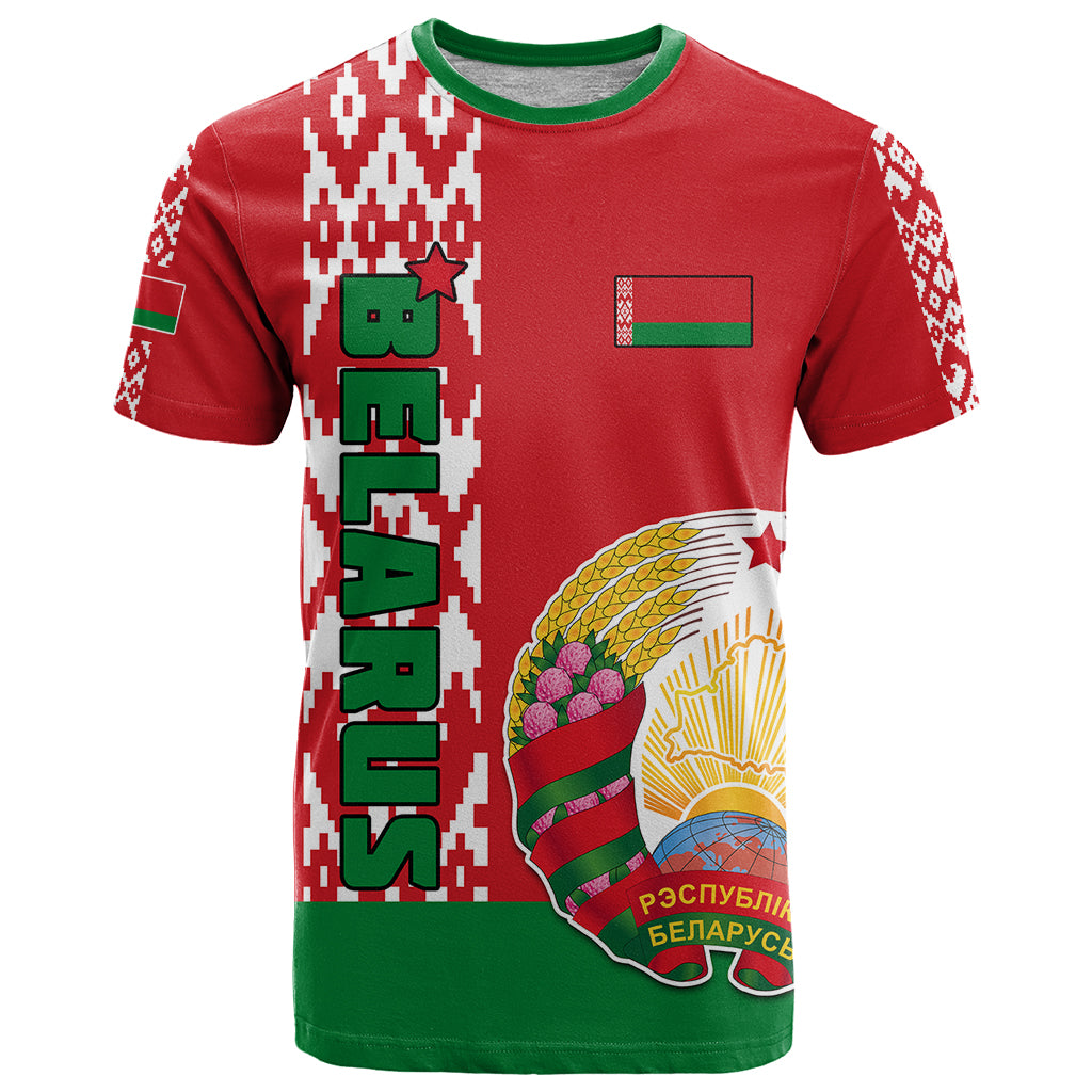 Belarus T Shirt Belarusian Coat Of Arms Flag Style - Wonder Print Shop