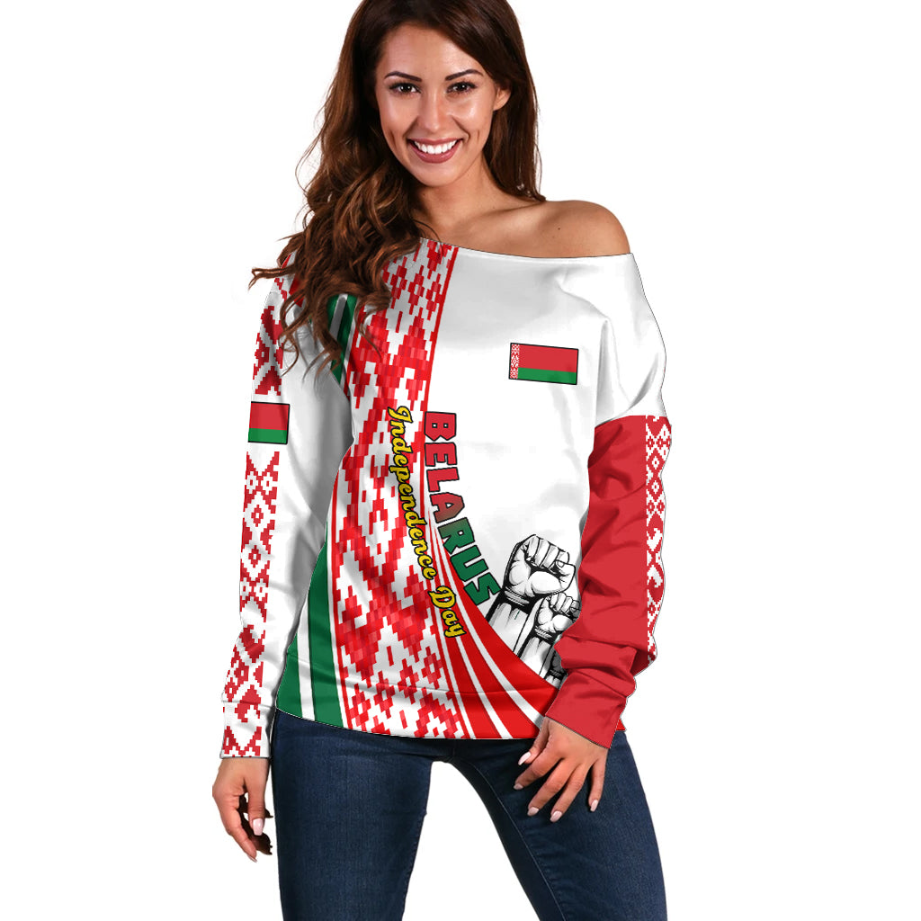 3 July Belarus Independence Day Off Shoulder Sweater Belarusian Flag Style Special Version - Wonder Print Shop