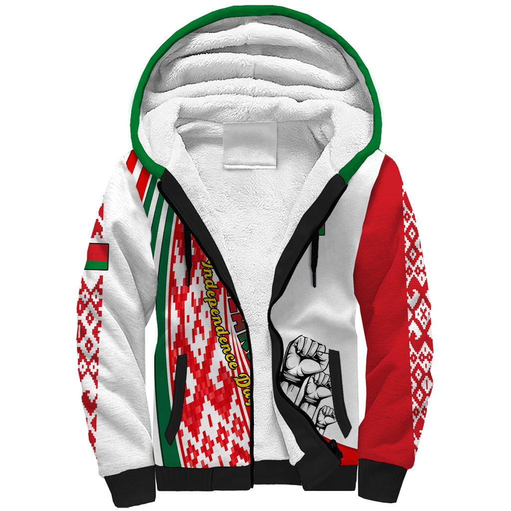 Custom 3 July Belarus Independence Day Sherpa Hoodie Belarusian Flag Style Special Version - Wonder Print Shop