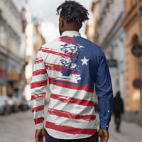 Liberia Flag Long Sleeve Button Shirt Grunge Stylized