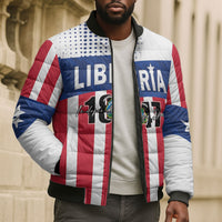 Personalized Liberia 1847 Bomber Puffer Jacket Happy Independence Day