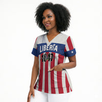 Personalized Liberia 1847 Scrub Top Happy Independence Day
