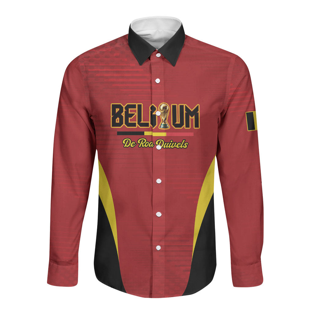 Custom Belgium 2026 World Football Long Sleeve Button Shirt De Rode Duivels Go Champions