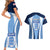 England Football Couples Matching Short Sleeve Bodycon Dress and Hawaiian Shirt Lionesses Blue Sporty Style - Wonder Print Shop