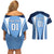 Personalised England Football Couples Matching Off Shoulder Short Dress and Hawaiian Shirt Lionesses Blue Sporty Style - Wonder Print Shop