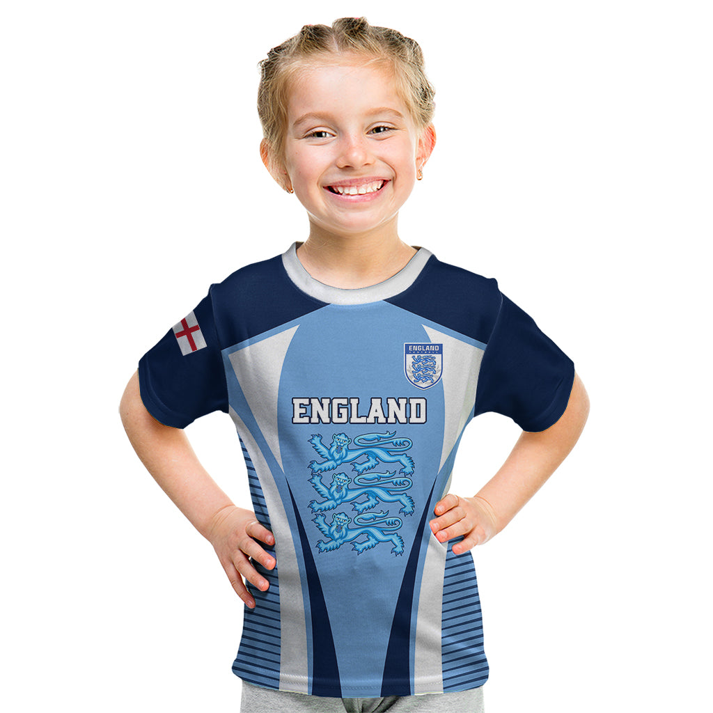 Personalised England Football Kid T Shirt Lionesses Blue Sporty Style - Wonder Print Shop