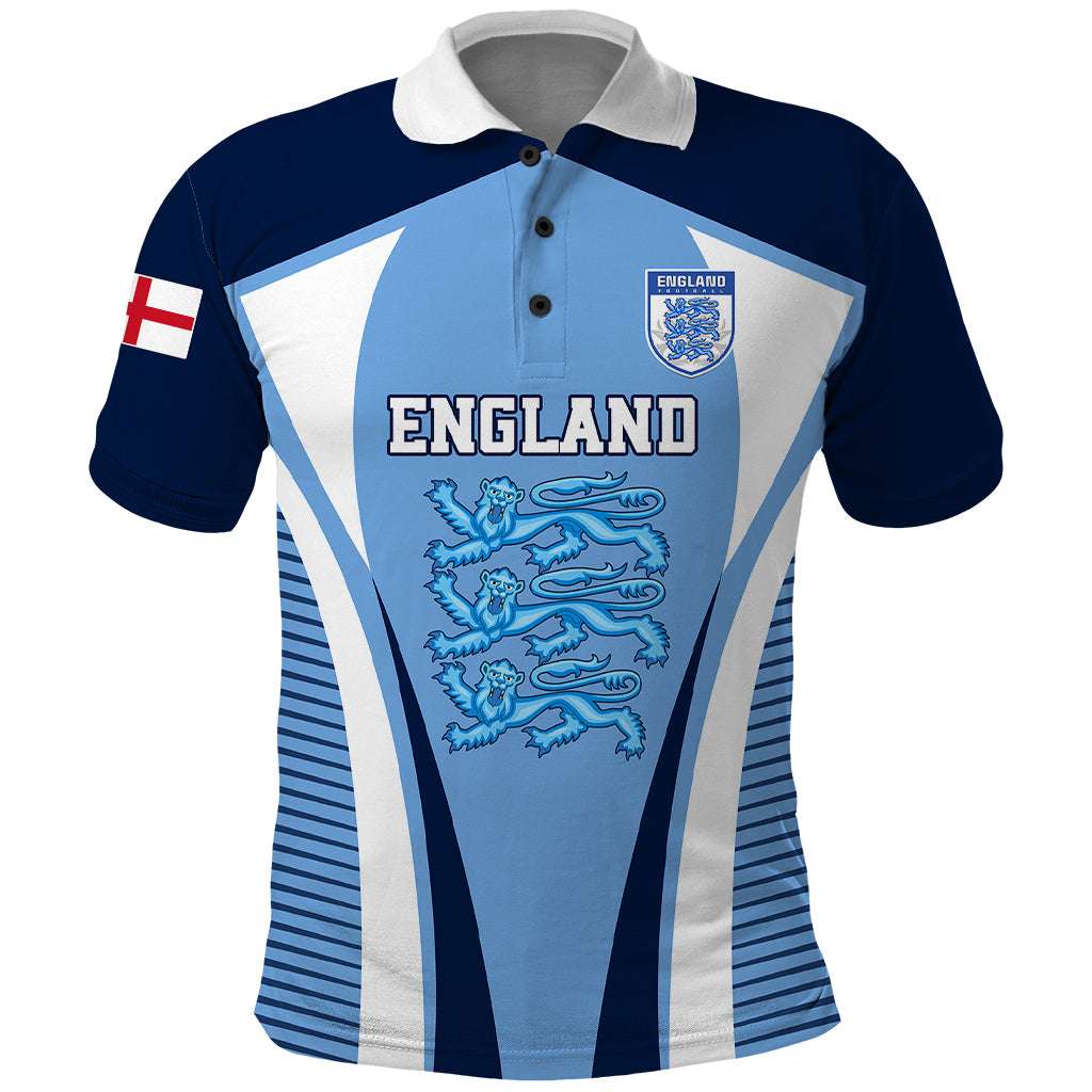 Personalised England Football Polo Shirt Lionesses Blue Sporty Style - Wonder Print Shop