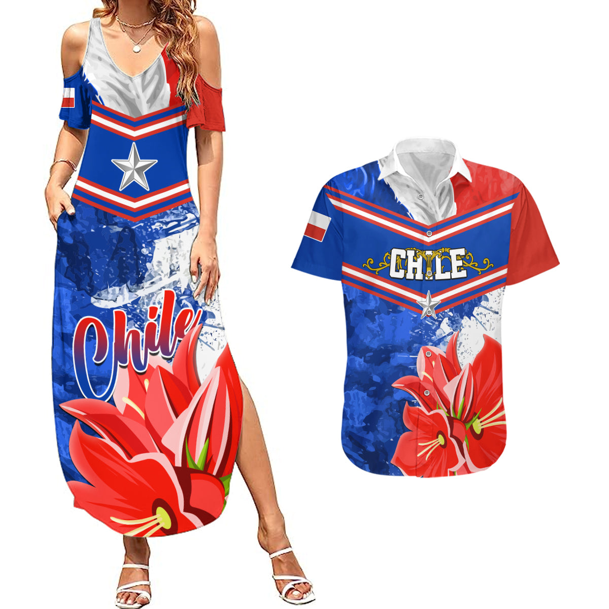 Chile Couples Matching Summer Maxi Dress and Hawaiian Shirt Chilean Bellflower Special Version - Wonder Print Shop