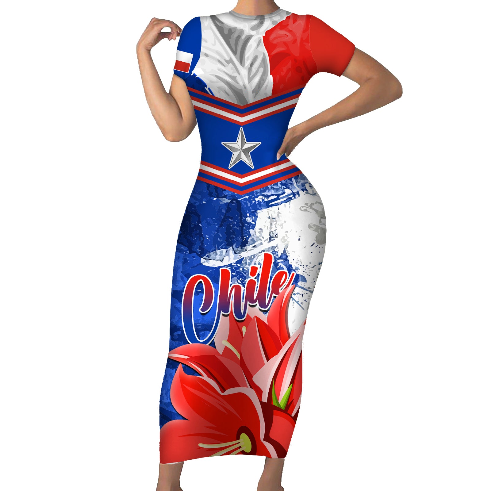 Chile Short Sleeve Bodycon Dress Chilean Bellflower Special Version - Wonder Print Shop