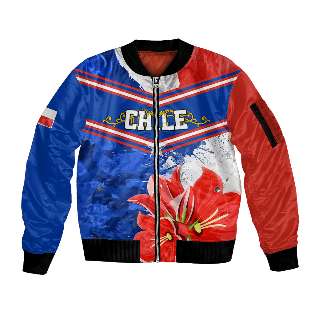 Chile Sleeve Zip Bomber Jacket Chilean Bellflower Special Version - Wonder Print Shop