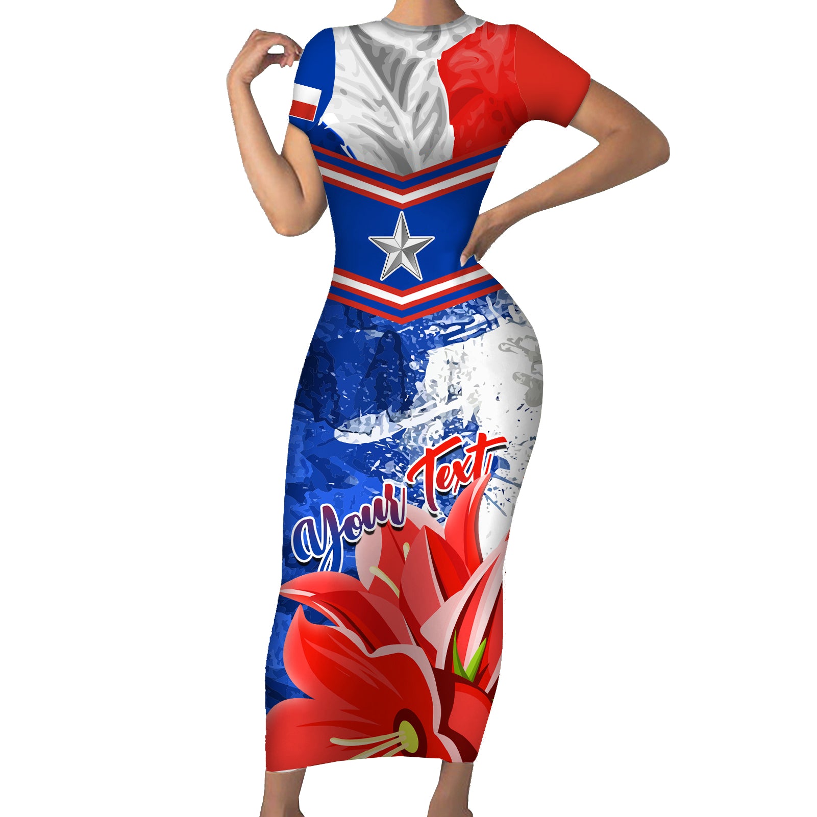 Personalised Chile Short Sleeve Bodycon Dress Chilean Bellflower Special Version - Wonder Print Shop