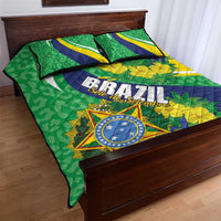 Brazil flag quilt bed set with green blue yellow 'Ordem e Progresso' and crest
