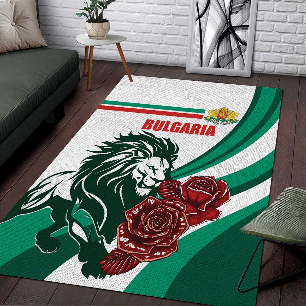 Bulgaria Area Rug Coat of Arms Lion with Roses - Wonder Print Shop