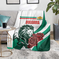 Bulgaria blanket covering couch, with lion and red rose graphic