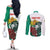 Bulgaria Couples Matching Off The Shoulder Long Sleeve Dress and Long Sleeve Button Shirt Coat of Arms Lion with Roses