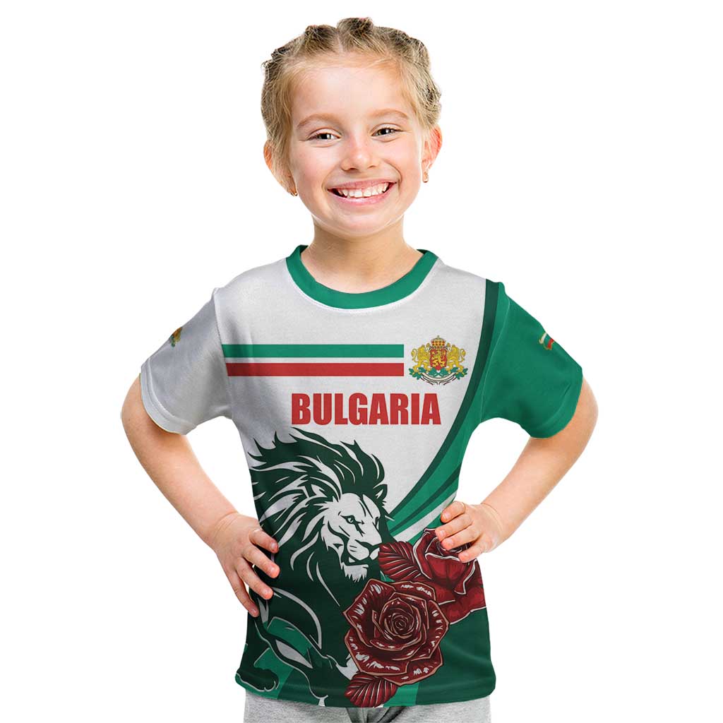 Bulgaria Kid T Shirt Coat of Arms Lion with Roses - Wonder Print Shop