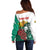 Bulgaria Off Shoulder Sweater Coat of Arms Lion with Roses - Wonder Print Shop