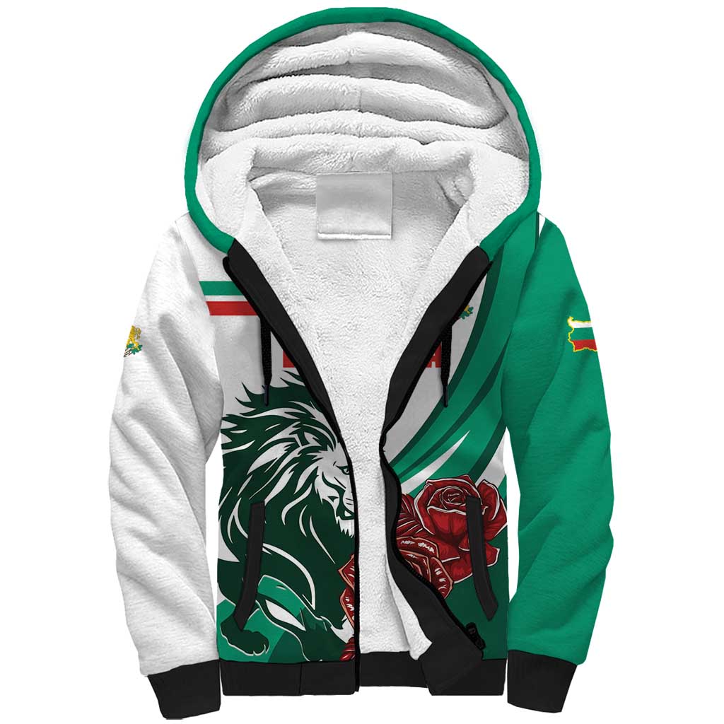 Bulgaria Sherpa Hoodie Coat of Arms Lion with Roses - Wonder Print Shop