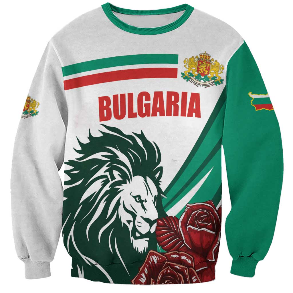 Bulgaria Sweatshirt Coat of Arms Lion with Roses - Wonder Print Shop