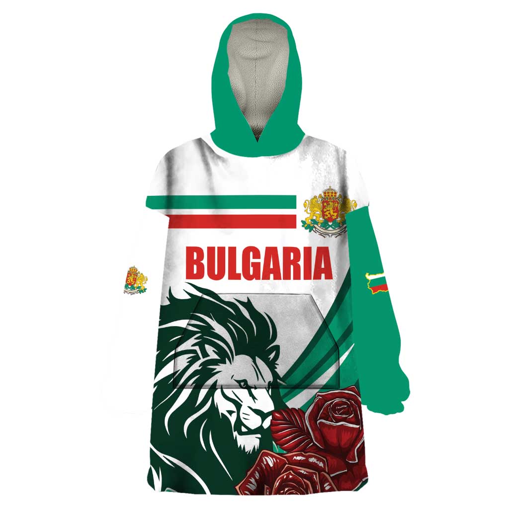 Bulgaria Wearable Blanket Hoodie Coat of Arms Lion with Roses - Wonder Print Shop