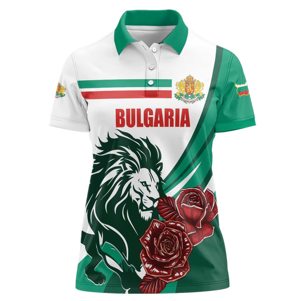 Bulgaria Women Polo Shirt Coat of Arms Lion with Roses - Wonder Print Shop