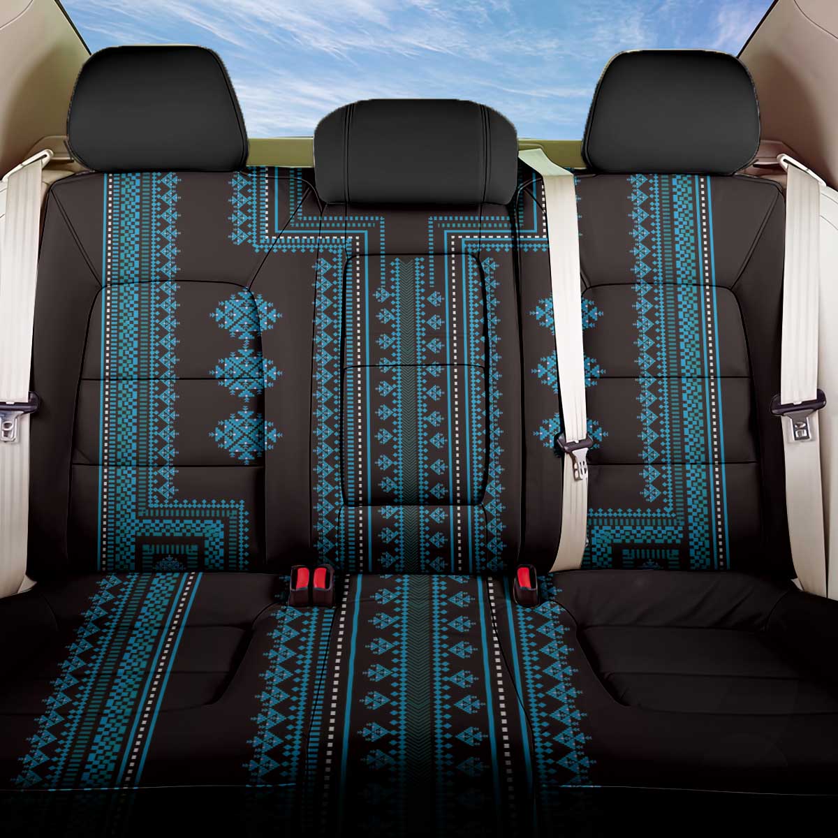 Bulgaria Traditional Pattern Blue Back Car Seat Cover Balkan Culture - Wonder Print Shop