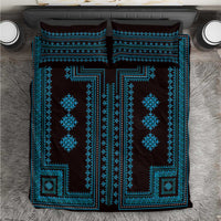 Blue and black geometric bedding set with two pillow covers
