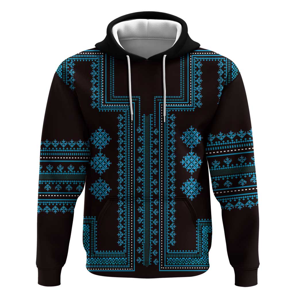 Bulgaria Traditional Pattern Blue Hoodie Balkan Culture - Wonder Print Shop