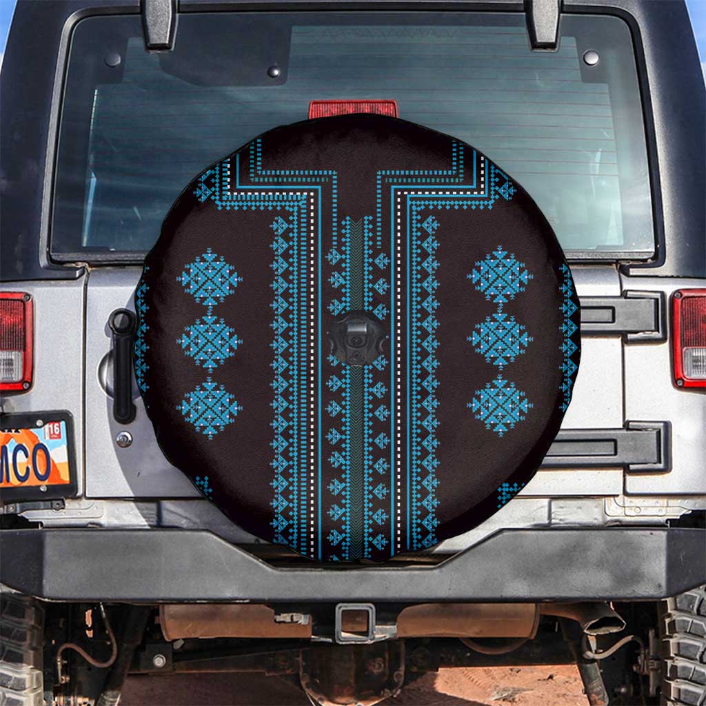 Bulgaria Traditional Pattern Blue Spare Tire Cover Balkan Culture - Wonder Print Shop